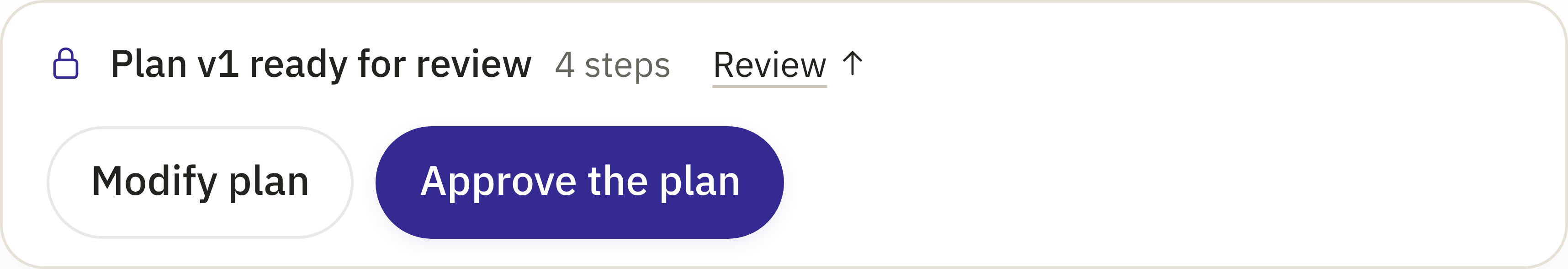 After: the plan review actions above the input box