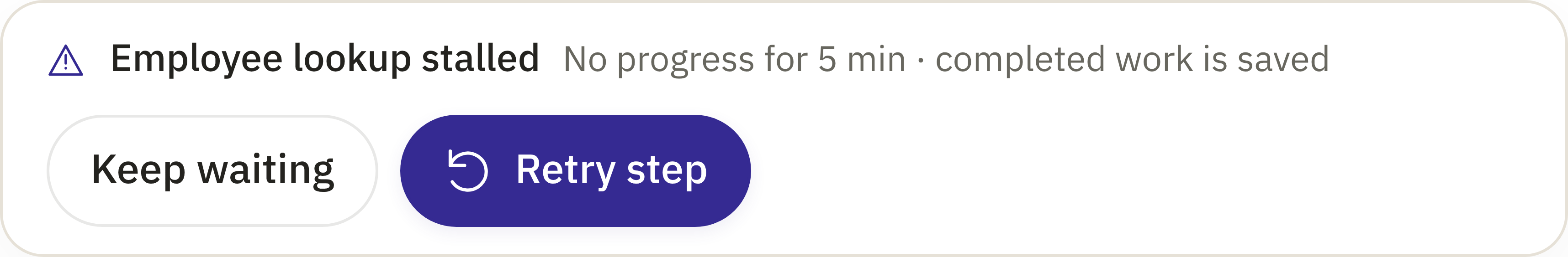 After: the stalled actions above the input box