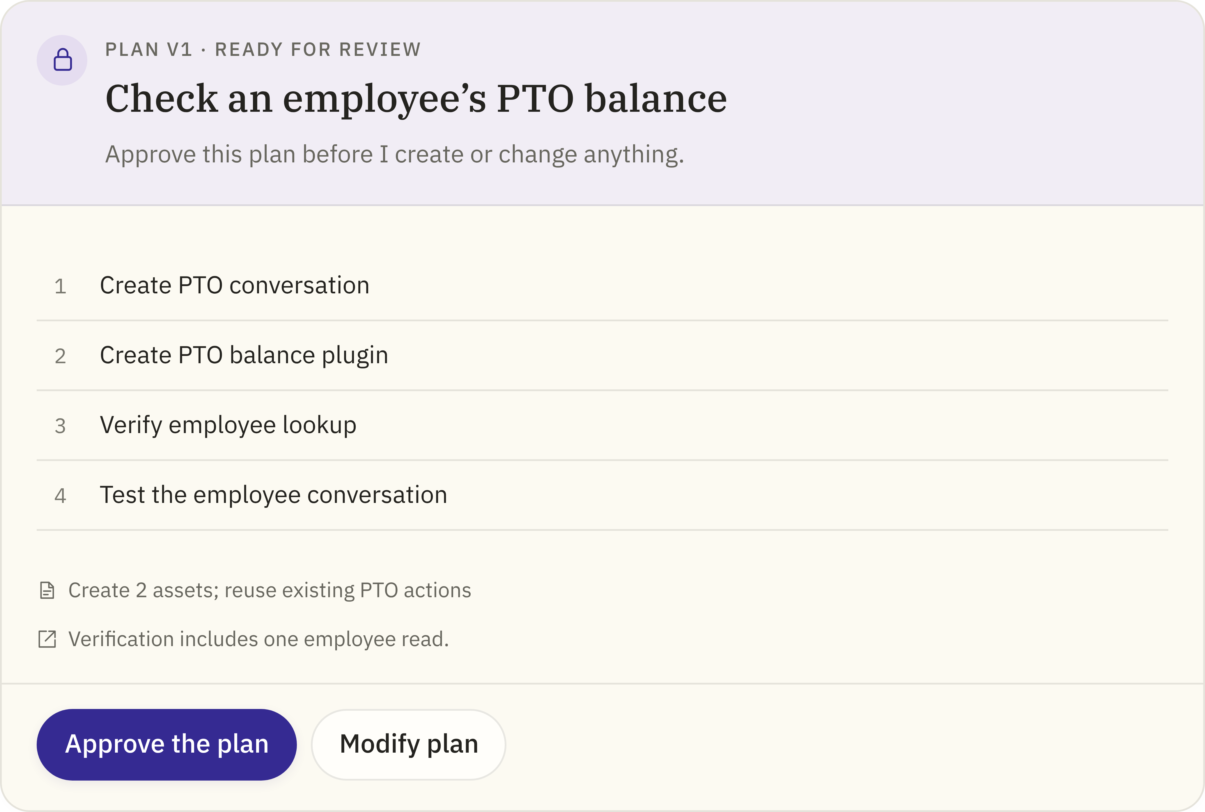 The Plan review card