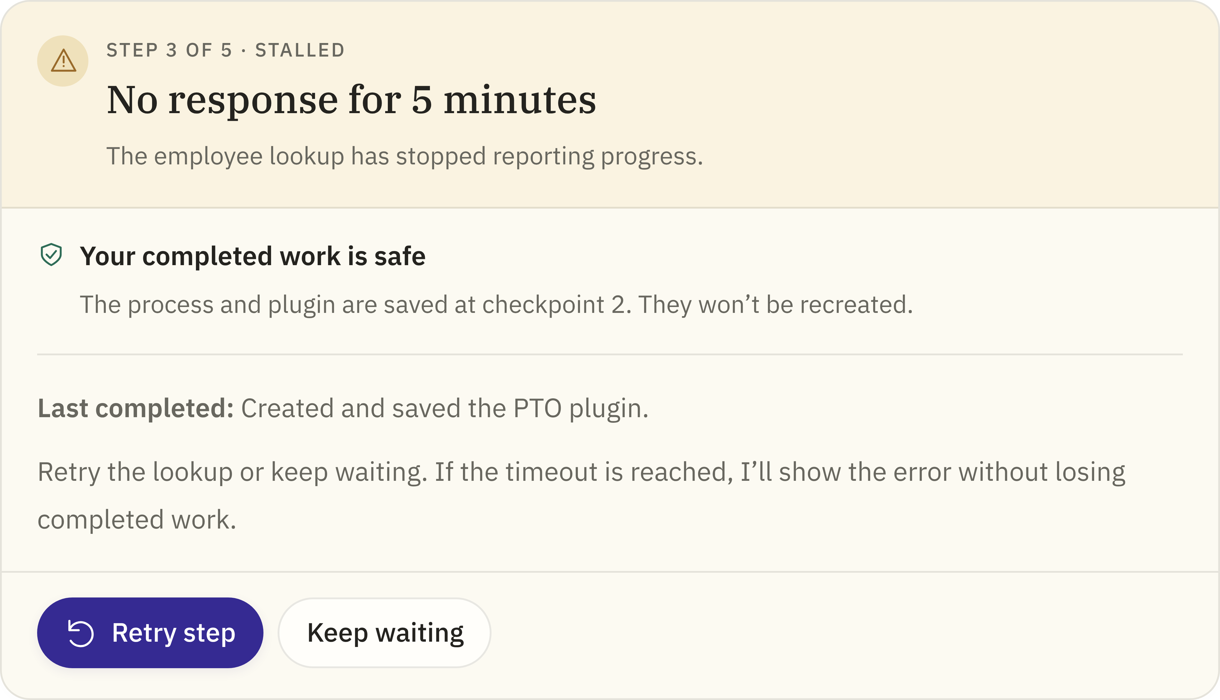 The Stalled card