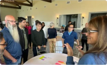 Leaders in small groups during the service blueprint workshop