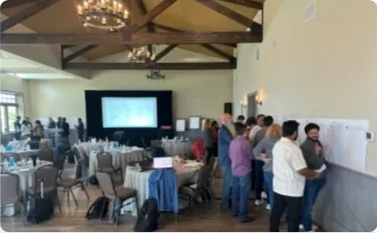 The full workshop room with teams mapping the incident journey