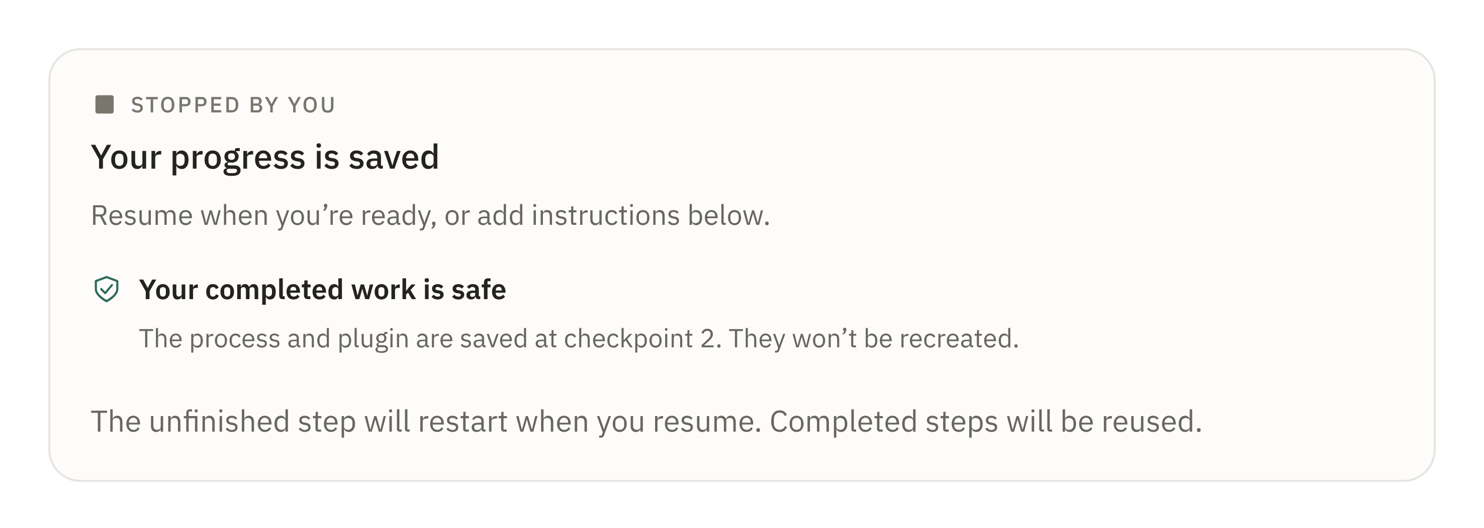 Card: Stopped