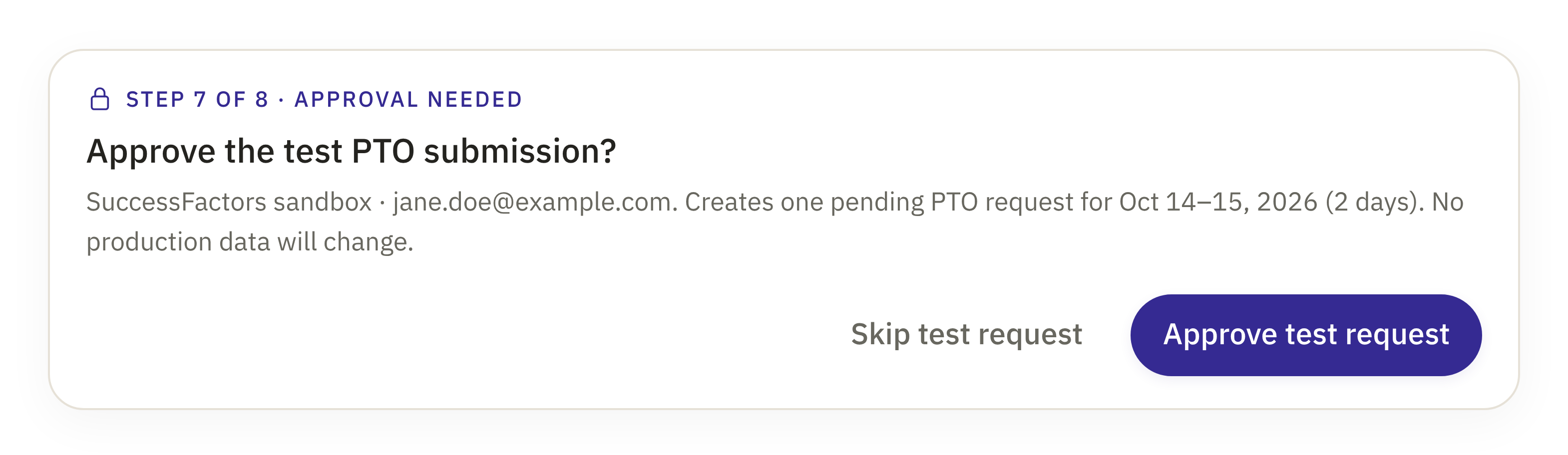 Input card: Approval