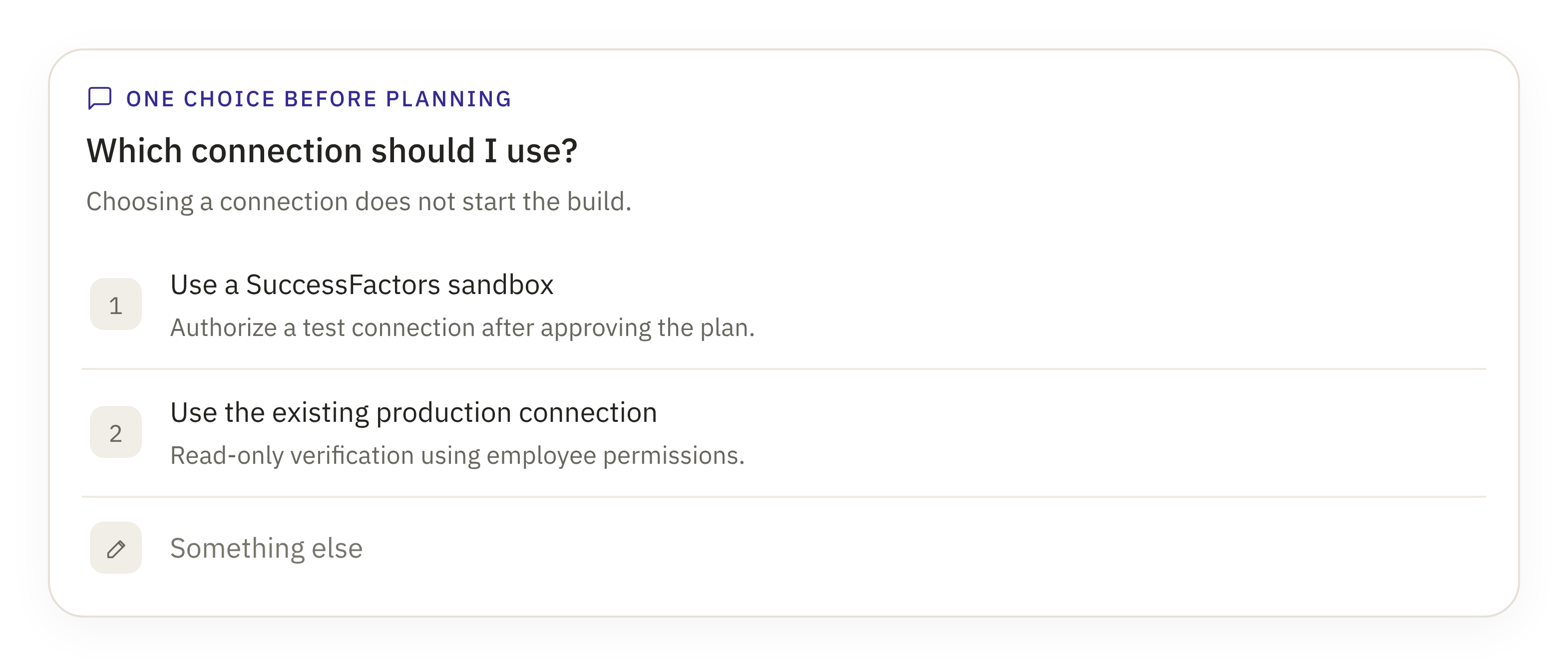 Input card: Question