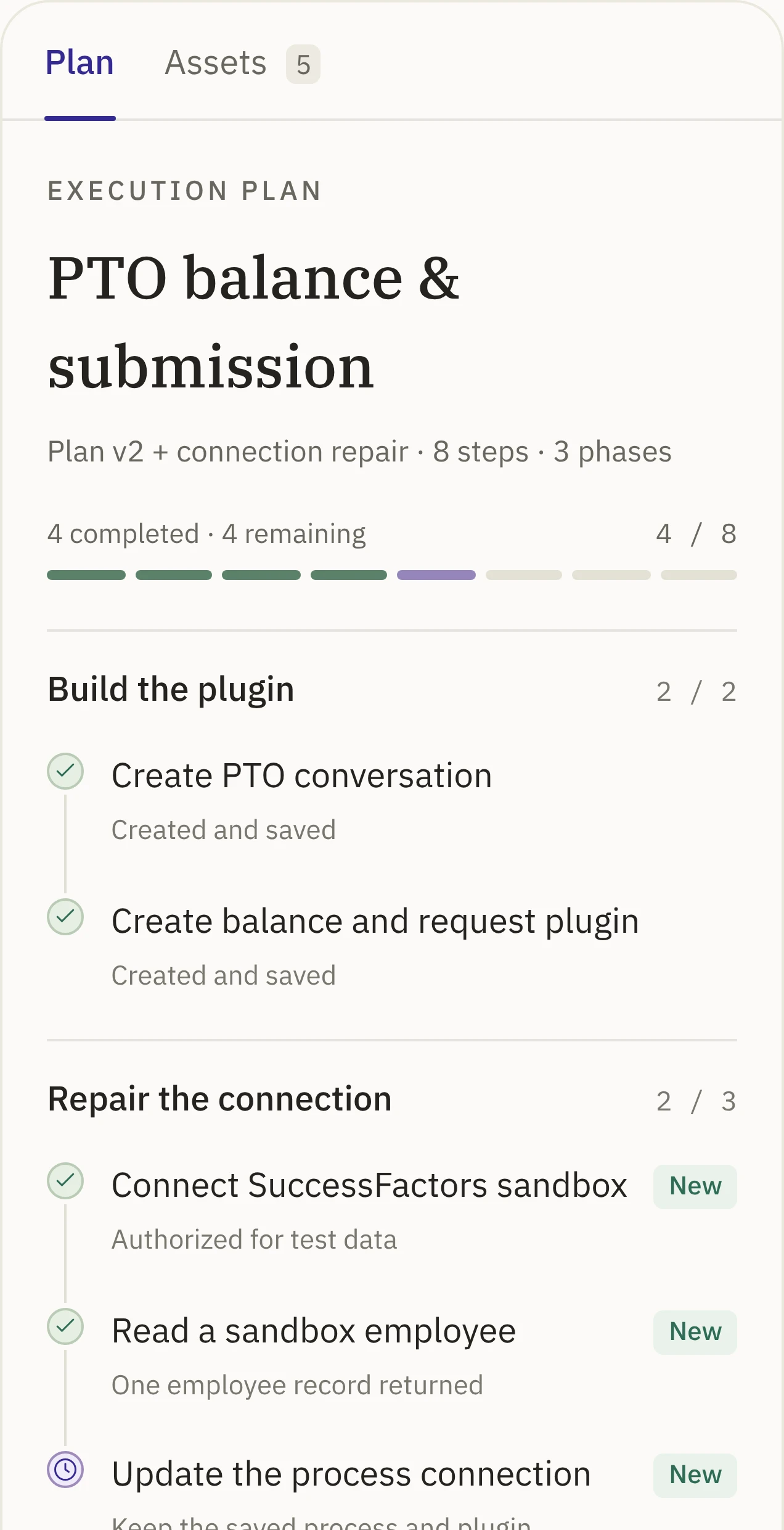 Plan panel: Repair added