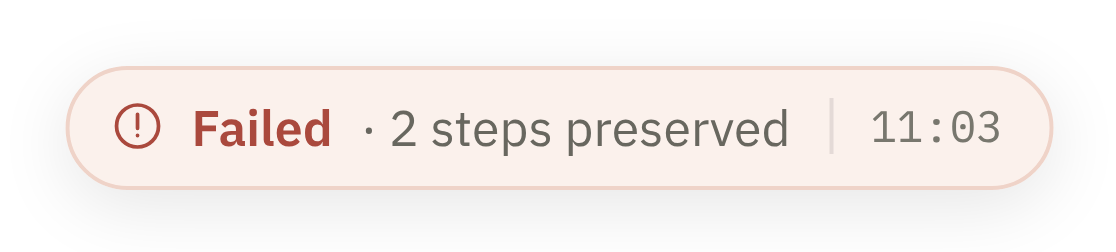 Status bubble: Failed