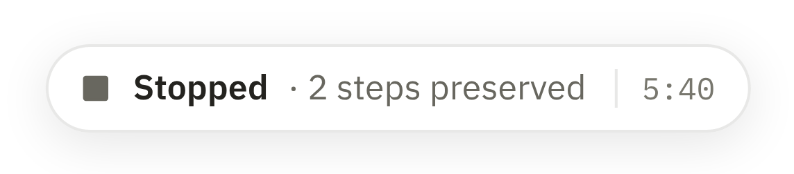 Status bubble: Stopped